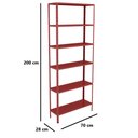 Ver imagem 2 de Estante Aço 6 Prateleiras Livros Cozinha Quarto Eaf013 Vermelho