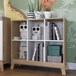 Estante Infantil 06 Nichos 93,5cm Linha Favo de Mel Fm008 Completa Móveis - Branco/itapuã - 1 Estante Infantil 06 Nichos 93,5cm Linha Favo de Mel Fm008 Completa Móveis - Branco/itapuã - 1