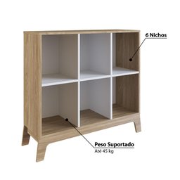 Estante Infantil 06 Nichos 93,5cm Linha Favo de Mel Fm008 Completa Móveis - Branco/itapuã - 3 Estante Infantil 06 Nichos 93,5cm Linha Favo de Mel Fm008 Completa Móveis - Branco/itapuã - 3
