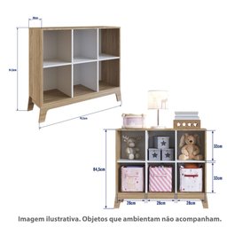 Estante Infantil 06 Nichos 93,5cm Linha Favo de Mel Fm008 Completa Móveis - Branco/itapuã - 4 Estante Infantil 06 Nichos 93,5cm Linha Favo de Mel Fm008 Completa Móveis - Branco/itapuã - 4