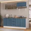 Ver imagem 1 de Cozinha Compacta Planejada 4 Peças 2 Aéreos 2 Balcões Soho CabeCasa MadeiraOriginals Azul/Branco