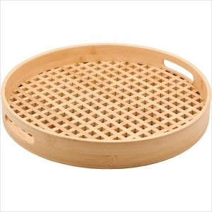 Bandeja de Bambu Vazada Redonda Grande 35cm Ecoa Natural