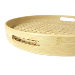 Bandeja de Bambu Vazada Redonda Grande 35cm Ecoa Natural - 10
