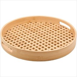 Bandeja de Bambu Vazada Redonda Grande 35cm Ecoa Natural - 14