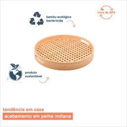 Bandeja de Bambu Vazada Redonda Grande 35cm Ecoa Natural - 3