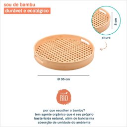 Bandeja de Bambu Vazada Redonda Grande 35cm Ecoa Natural - 15