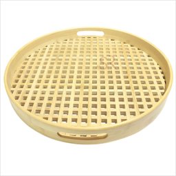 Bandeja de Bambu Vazada Redonda Grande 35cm Ecoa Natural - 8