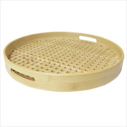 Bandeja de Bambu Vazada Redonda Grande 35cm Ecoa Natural - 12