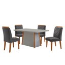 Ver imagem 2 de Mesa de Jantar Diane e 4 Cadeiras Melissa Moderna Mo... Veludo Grafite/off /nat/serig. Off com Vidro