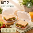 Ver imagem 2 de Kit 2 Porta Lanche Sanduiche Lancheira Transparente Sanduicheira Portatil com Trava Bpa Free Pote Al