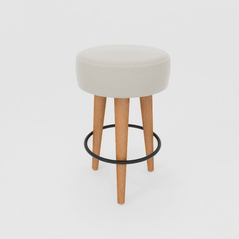 Banqueta Média Cozinha 60cm Estofada Off-white Madeira Maciça Urban