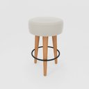 Ver imagem 1 de Banqueta Média Cozinha 60cm Estofada Off-white Madeira Maciça Urban