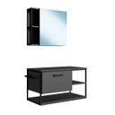Ver imagem 2 de Conjunto Suspenso Banheiro Gabinete Espelheira 80cm Grafite P1013