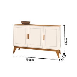 Buffet Aparador Organizador Sierra 3 Portas 130cm:off/cedro - 3