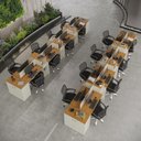 Ver imagem 1 de Estação de Trabalho 16 Lugares Office Smart 16 Mesas 12 Armários 4 Aparador - Off White e Cedro