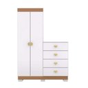 Ver imagem 1 de Cômoda Roupeiro Cristal 4 Gavetas MDP Puxador Concha Branco Vila Rica
