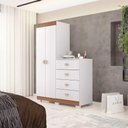 Ver imagem 6 de Cômoda Roupeiro Cristal 4 Gavetas MDP Puxador Concha Branco Vila Rica