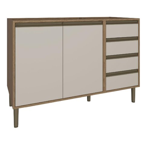 Módulo Inferior 02 Portas 04 Gavetas 120cm Cozinha Vitoria - Carvalho/offwhite