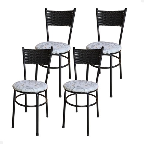 Conjunto 4 Cadeiras para Cozinha Viena:floral Gelo