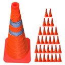 Ver imagem 1 de Cone Obra Retratil Kit 30 Uni Sinalizador Estrada Guarda Dobravel Pratico Viario Segurança Portatil