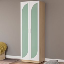 Guarda-Roupa Infantil Fox 2 Portas 2 Gavetas Legno Salinas/Verde Bellagio/Branco - Politorno - 1