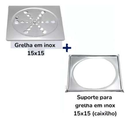 Ralo Tampa Grelha Inox Quadrada 15x15cm com Fecho + Caixilho - 2
