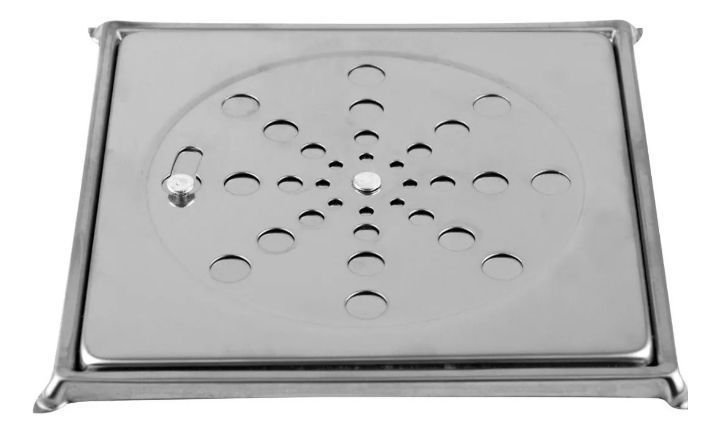 Ralo Tampa Grelha Inox Quadrada 15x15cm com Fecho + Caixilho - 3