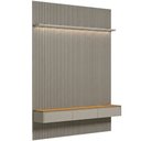 Ver imagem 2 de Painel Ripado para TV 85 pol com Bancada Orgânica e Prateleira LED 219cm Slats L05 Tauari Gris Fosco