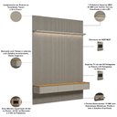 Ver imagem 5 de Painel Ripado para TV 85 pol com Bancada Orgânica e Prateleira LED 219cm Slats L05 Tauari Gris Fosco