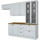 Ver imagem 2 de Cozinha Compacta Modulada 5 Peças 8 Portas 5 Gavetas Tampo Amadeirado Emily Espresso Móveis Branco/HP/Nature