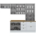 Ver imagem 3 de Cozinha Compacta Modulada 5 Peças 8 Portas 5 Gavetas Tampo Amadeirado Emily Espresso Móveis Branco/HP/Nature