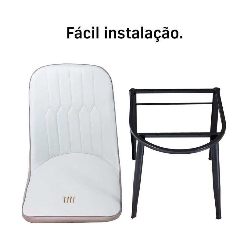 Cadeira Ergonômica Impermeável Escritório Fixa Palito Cor:branco - 2