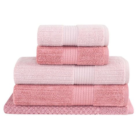 Jogo Toalhas Banhão Buddemeyer 5p Fio Penteado Rosa 0133