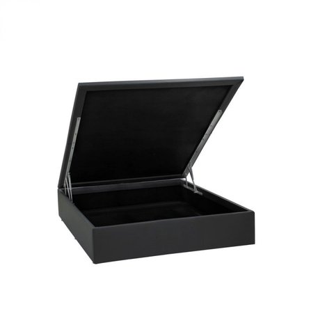Base Baú Physical Corino Casal 138x188x39cm Ortobom Preto
