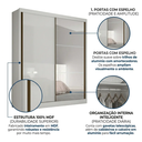 Ver imagem 3 de Guarda-Roupa Virtus com 1 Porta Espelhada Neve Novo Horizonte