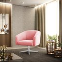 Ver imagem 2 de Kit 02 Poltronas Giratória Stella Suede Base Cromada - D’Rossi - Rosa Bebê