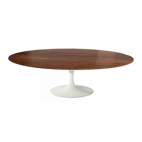 Mesa Saarinen Oval Centro Imbuia 135x90cm - Base Branca mgsaarinen