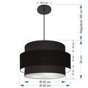 Ver imagem 3 de Lustre para Sala de Jantar Vivare Md-4394 Cúpula em Tecido 50cm Preto 127/220v