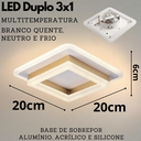Ver imagem 2 de Luminária Teto Lustre Plafon 24 Watts 20cm Led Duplo 3 Cores Multitemperatura Bivolt Kjgd-348:dourad