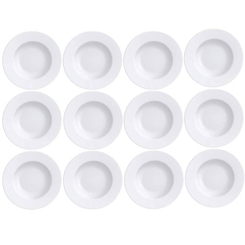 Kit 12 Pratos Rasos de Porcelana Branca 28cm Maria Augusta Jogo de Jantar Tramontina