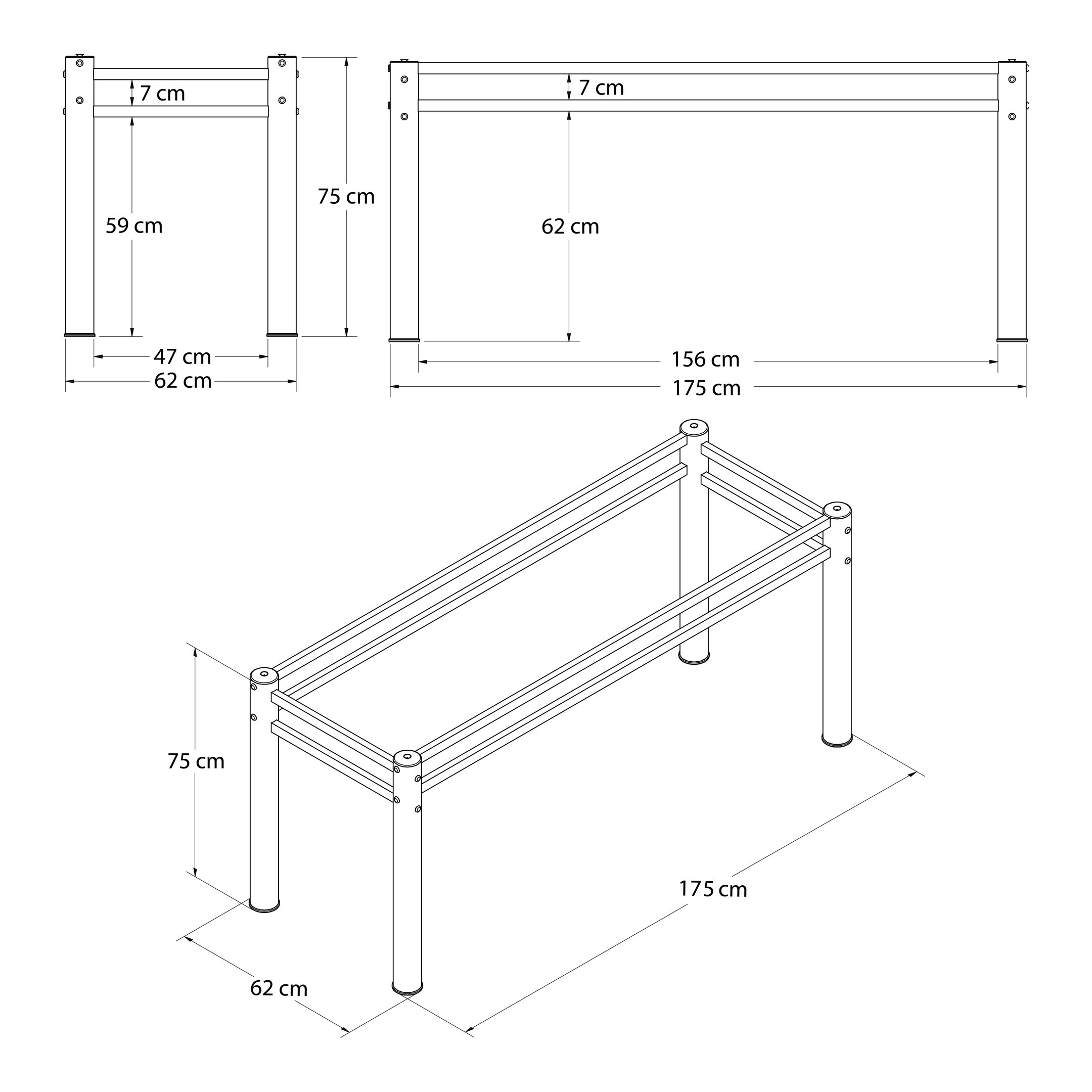 Base Para Mesa De Vidro Jantar 8 Lugares Preta Retangular - 4