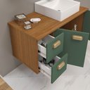 Ver imagem 4 de Conjunto Gabinete Banheiro Lisboa MDF 80cm com Cuba e Espelheira:Verde