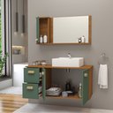 Ver imagem 2 de Conjunto Gabinete Banheiro Lisboa MDF 80cm com Cuba e Espelheira:Verde