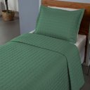 Ver imagem 1 de Kit Cobre Leito Matelado Copacabana 2 Peças Solteiro 100% Poliéster Percal 300 Fios - Verde