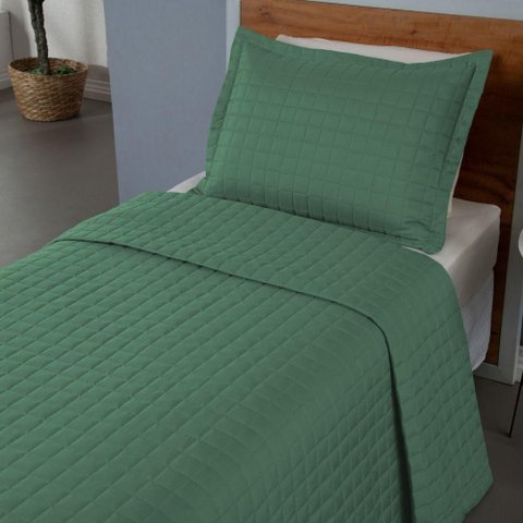 Kit Cobre Leito Matelado Copacabana 2 Peças Solteiro 100% Poliéster Percal 300 Fios - Verde