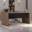Ver imagem 7 de Mesa para Escritório Grande MDP Tampo Tamburato Nogal/Preto