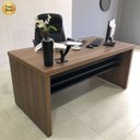Ver mais imagens de Mesa para Escritório Grande MDP Tampo Tamburato Nogal/Preto