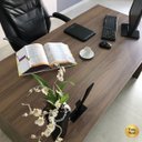 Ver imagem 6 de Mesa para Escritório Grande MDP Tampo Tamburato Nogal/Preto