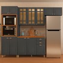 Ver imagem 1 de Cozinha Completa Firenze 12 Portas 2 Gavetas com Vidro 6171.103 Chumbo - Indékes