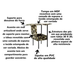 Cadeira Tabua de Passar Roupa Portátil com Baú Industrial - 6